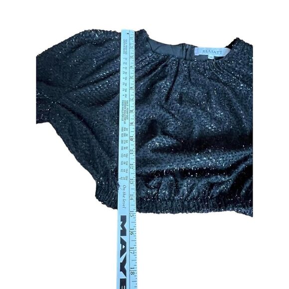ELLIATT Top Black Cropped Tinsel Holiday Festive Blouse Kadis Size XS - Picture 13 of 13